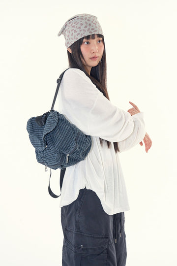 Small check 3-pocket backpack